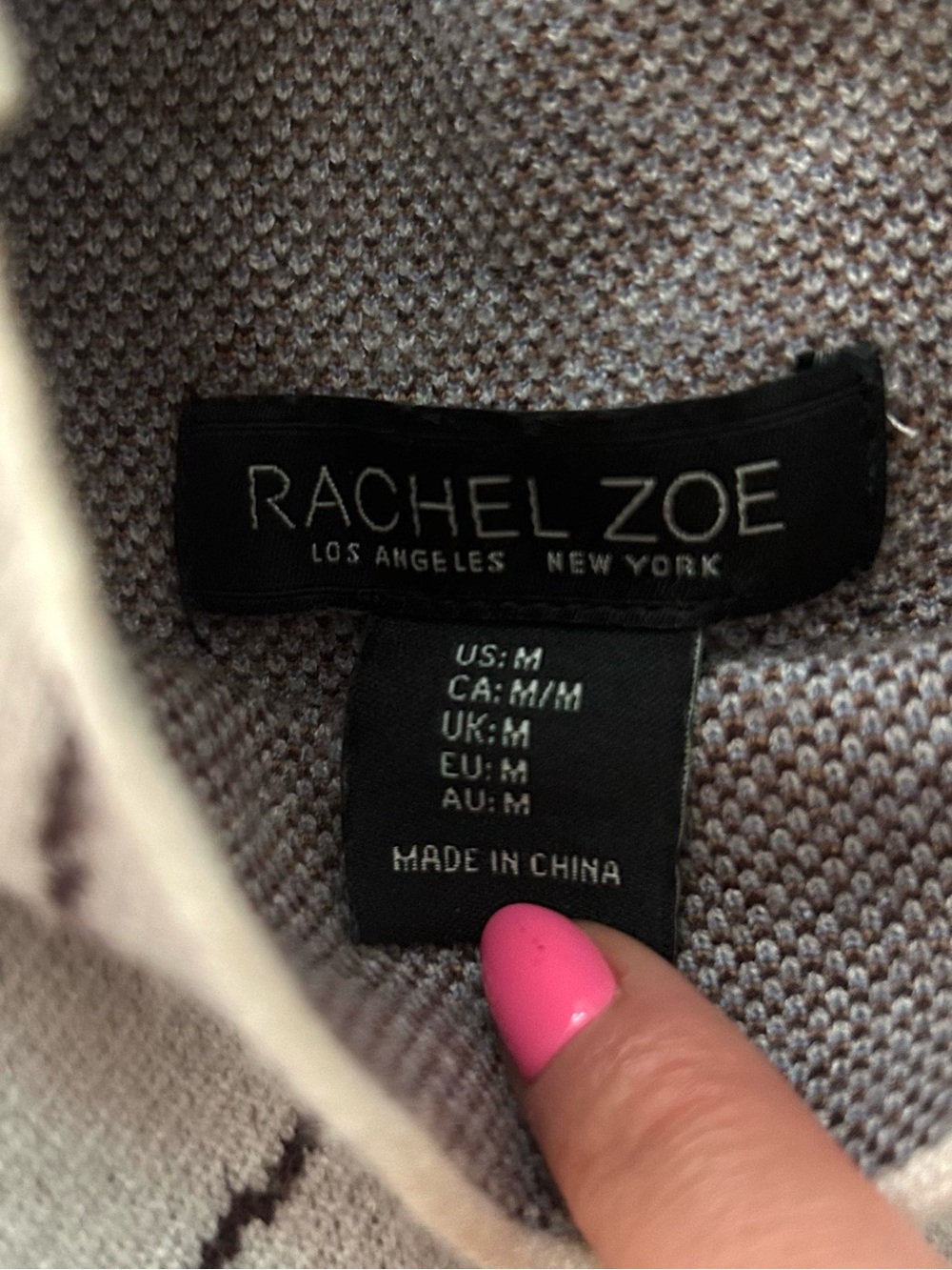 Rachel Zoe Argyle Turtleneck Sweater in Brown, Blue & Cream - Picture 3 of 4